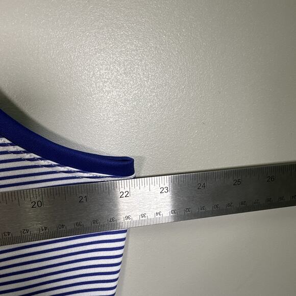 Nike Golf Polo Women’s XL Dri Fit Striped Sleeveless Blue Top Button Front - Picture 3 of 6